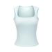 Square-neck, Wide-shoulder, Solid Color Tank For Women, 2025 Summer New Slim-fit Short Sports Top_ecoleips.com