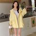 Yellow High-end Trench Coat New Korean-style Loose And Versatile Casual Hooded Work Jacket For Women, Spring_ecoleips.com