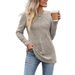 Autumn Women's Wear Round-Neck, Brushed, Striped Knitted Solid Color Long-Sleeved T-Shirt For Women_ecoleips.com