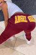 Women's Clothing Solid Color Letter Printing Loose Drawstring Sports Pants_ecoleips.com