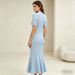 Summer New Style Women's Slim Fit Fishtail Dress Tie up Hollow Short Sleeve Knitted Casual Dress for Ages 16-45_ecoleips.com