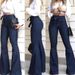 Women’s Clothing High Waist Micro Elastic Lace Up Flared Pants Wide Leg Pants Women's Jeans_ecoleips.com