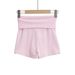 2025s DS24165-24 Summer New Style Wind Girl Sports Casual Pants Solid Color Elastic Slim Waist Turn-up Shorts_ecoleips.com