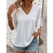 2024 Spring/Summer New European And American V-neck Lace Sleeve Loose T-shirt_ecoleips.com