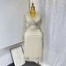 Women's Clothing Elegant V Neck Waist Hot Diamond Shiny Short Sleeve Fashion Dress_ecoleips.com