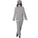 Unisex Halloween Cosplay Prisoner Costume Black And White Striped Set with Hat for Parties Dances Performances_ecoleips.com