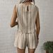 Summer Women's Casual Two Piece Set Striped Print Sleeveless Fashion Vest And Shorts Cross Border European American Style_ecoleips.com