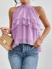 Fashionable Versatile Solid Color Halter Neck Sleeveless Ruffle Top Irregular Women's Clothing_ecoleips.com
