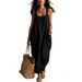 Women's Summer Cotton Linen Long Dress Temperament Casual Style with Pockets Suspender Design_ecoleips.com
