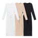 Spring/Summer Knit Dress With Relaxed Waistline, Round Neckline, And Slimming Stripes Long Women's Knit Skirt_ecoleips.com