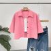 2026 Women's Shirt Solid Color Button Pocket Short Mid-Sleeve Shirt_ecoleips.com