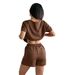European And American Y2K Sports Style Solid Color Short Sleeved Strap Shorts Suit Women's Clothing 2025 Summer_ecoleips.com
