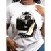 European And American Cross-border Foreign Trade Women's Clothing, Fun Letter Print Round-neck Short-sleeve T-shirt Top_ecoleips.com
