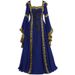 Voya Foreign Trade European American Women's Medieval Costume, Vintage Hooded Dress With Square Neck And Bell Sleeves For_ecoleips.com