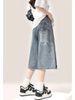 Women's Clothing Retro High Waist Capri Pants For Women Summer Style Loose Fit Slimming Wide Leg Jeans Graffiti Print Denim_ecoleips.com