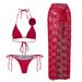 Sexy Solid Color Bikini Set With Adjustable Straps - 3-Piece Swimwear For Women, Beach & Pool Party_ecoleips.com