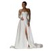 Elegant Strapless Lace Satin Wedding Dress Slimming Style 2026 New Design for Petite Brides Suitable for Home Leaving And Wedding Parties with Train_ecoleips.com