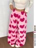 Fashionable Leopard Print Flannel Wide-Leg Pants For Women - Soft Polyester High-Waisted Lounge Trousers With Elastic Waistband_ecoleips.com