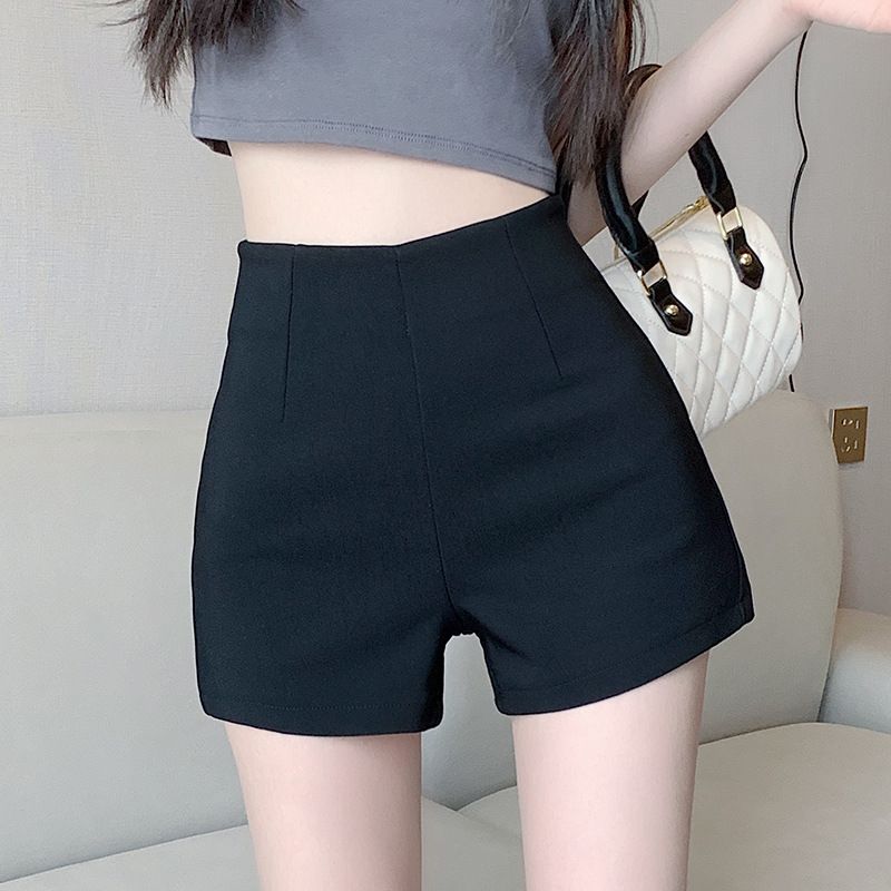 Women's High-Waisted Slimming A-Line Suit Shorts White Summer Thin Style Anti-Exposure Hot Pants_ecoleips.com