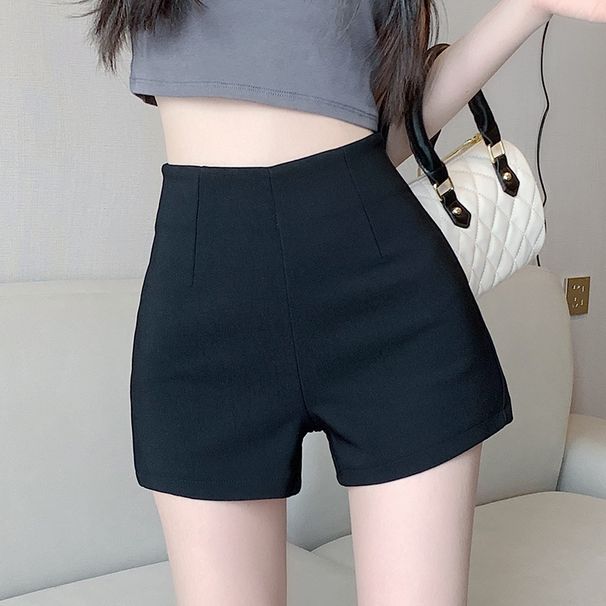Women's High-Waisted Slimming A-Line Suit Shorts White Summer Thin Style Anti-Exposure Hot Pants_ecoleips.com