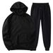 Women's Clothing Autumn and winter men's hooded solid color light plate pullover sweatshirt set casual sports hoodie sweatshirt trousers two piece set_ecoleips.com