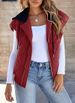 Women's Sleeveless Hooded Vest - Color-Block Design With Drawstring For Fall Layering, Casual Outerwear_ecoleips.com