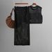 K Slimming Hollow Sleeveless Vest Set, New Knitted Slit Half Skirt Two-piece Set_ecoleips.com