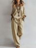 Women's Off-Shoulder Wide Leg Pants Set Cotton Linen Loose Fit Two-Piece Outfit For Casual Occasions_ecoleips.com
