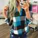 Women's Clothing Plaid Shirts Printed V Neck Long Sleeved Tops Shirts_ecoleips.com