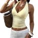 Y2K Halter Neck Cami Top For Women, Sexy Solid Color Sleeveless Shirt For Clubwear And Summer Fashion_ecoleips.com