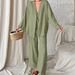 European And American New Style Cotton Silk Comfortable Breathable Sleeve Long Pants Loose Pajamas Summer_ecoleips.com