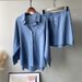 Vintage-Inspired Linen Cotton Two-Piece Set For Women - Relaxed Fit High-Waisted Shorts & Oversized Shirt, White/Pink/Light Green/Navy/Beige/Green_ecoleips.com