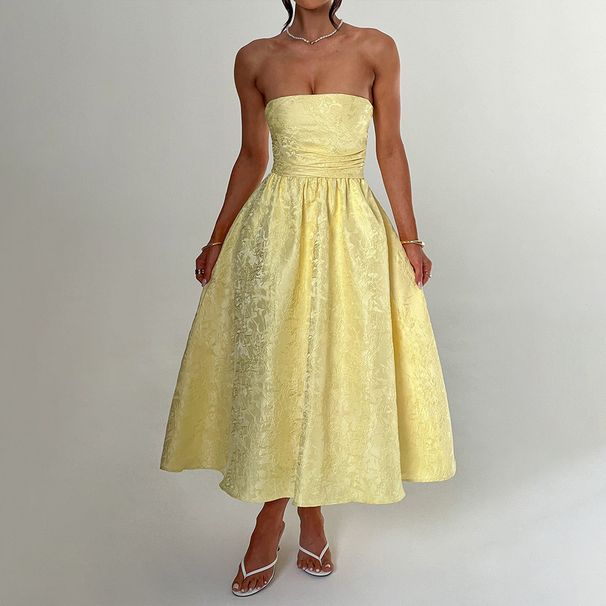 Women's Clothing Tube Top One Shoulder Tie Up Fashion Dress Slim Temperament Dress_ecoleips.com