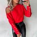 Women's Button Down Shirt Slanted Shoulder Collar Solid Color Metal Buckle Fashion Top_ecoleips.com