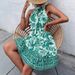 Women's Clothing Halter Neck Waist Sleeveless Printed Dress Women's Clothing_ecoleips.com