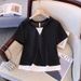 Women's Clothing Hooded Contrast Color Wide Leg Pants Suit Casual Temperament Slimming Two Pieces_ecoleips.com