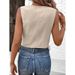 New European And American 2025 Summer Loose Sleeveless Solid Color Casual Cardigan Button Jacket_ecoleips.com