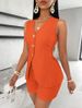 Women's Clothing Women's Fashion Solid Color V-Neck Vest Shorts Set Casual Temperament Style Clothing For Formal And Casual Occasions_ecoleips.com