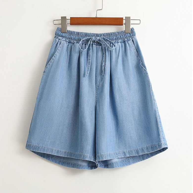 Women's Clothing Women's Linen Denim Shorts – High Waisted, Loose Fit, Casual Summer Bermuda Shorts With Stretch (Light Blue/Dark Blue/Black)_ecoleips.com