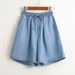 Women's Clothing Women's Linen Denim Shorts – High Waisted, Loose Fit, Casual Summer Bermuda Shorts With Stretch (Light Blue/Dark Blue/Black)_ecoleips.com