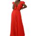 Women's new deep V-neck high waist sexy ruffled pleated wide-leg jumpsuit_ecoleips.com