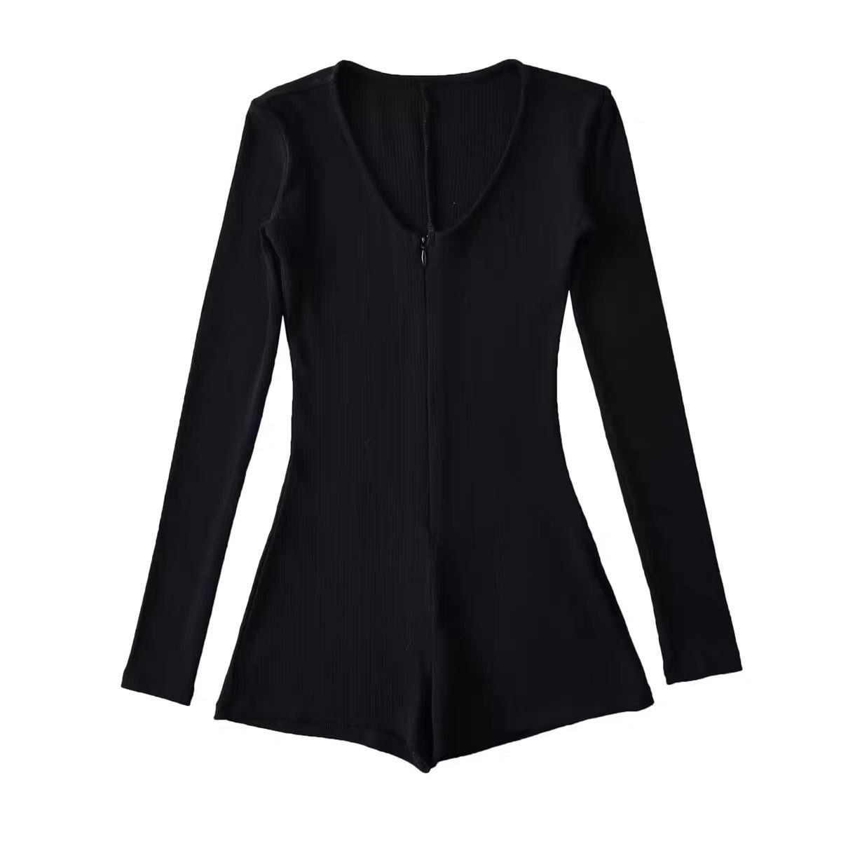 Women's American Style Long Sleeved Jumpsuit Hot Girl Fitness Cycling Outfit Versatile High Waisted Slimming Casual Shorts Spring Autumn_ecoleips.com