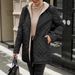 Women's Fleece-Lined Hooded Jacket, Casual Long Sleeve Mid-Length Coat, Warm & Stylish Polyester Puffer Coat For Winter_ecoleips.com