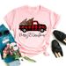 Merry Christmas Tree Santa Claus Cartoon Letter Print Oversized Short Sleeve Loose Plus Size T-shirt For Women_ecoleips.com