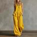 Women's 2 Piece Set Solid Color Round Neck Sleeveless Casual Loose Top High Waisted Wide Leg Pants_ecoleips.com