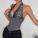 Deep V Fishbone Inner Button Slim Vest Female European And American Hot Girl Leopard Print Fishbone Halter Neck Bra_ecoleips.com