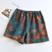 Vintage Yarn-dyed Print Pajama Pants For Women's Summer Cotton Sleep Shorts Thin Loose Pockets Elastic Waist Sleep Bottoms_ecoleips.com