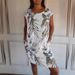 Women's Round-Neck, Loose-Fitting, Short-Sleeved, Printed Dress With Pockets_ecoleips.com