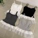 Korean Influencer's Same Style Camisole For Women, Super Stylish Double-layer Lace And Layered Top With A Ruffle Hem_ecoleips.com