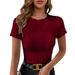 Women's Clothing Summer OL Style Women's Patchwork Slim Fit T-Shirt Round Neck Long Sleeve Pullover For Formal & Casual_ecoleips.com
